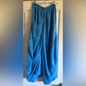 Layered Santorini Blue Maxi Skirt with two front pockets